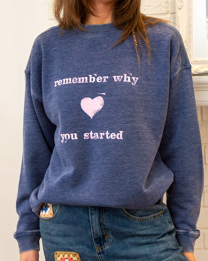 Remember Why You Started Navy Sweatshirt