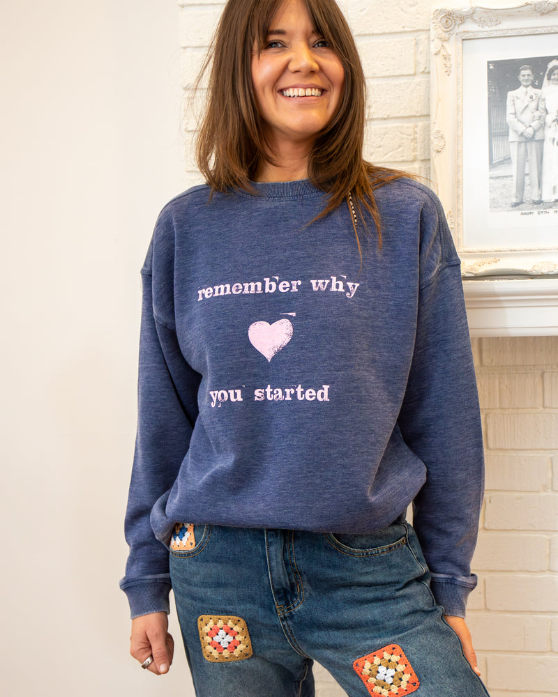 Remember Why You Started Navy Sweatshirt