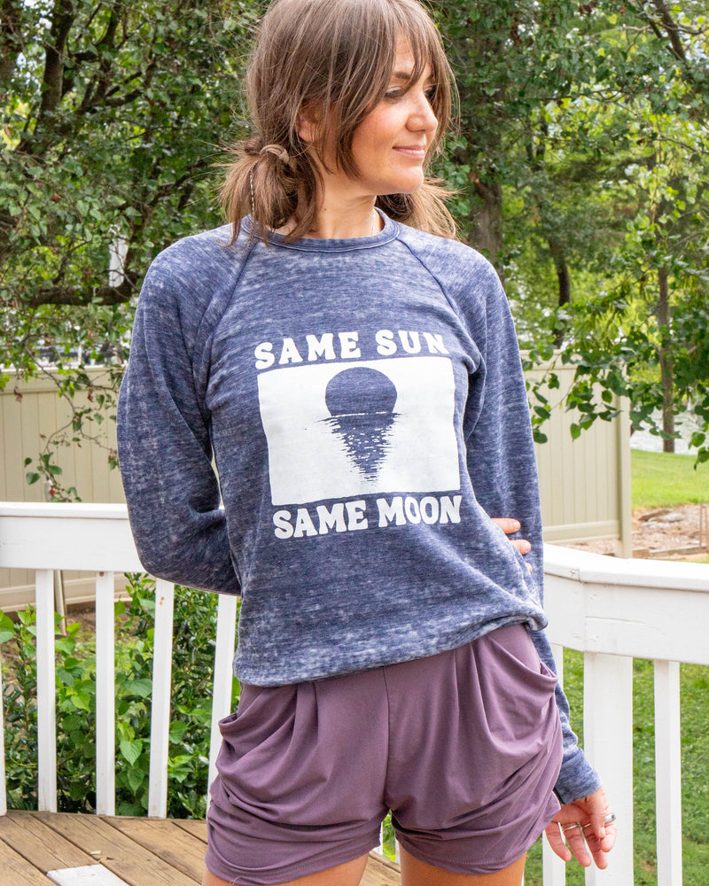 Same Sun, Same Moon Navy Burnout Sweatshirt