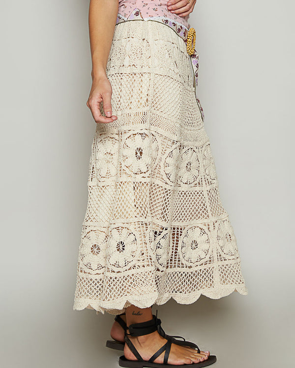 Cotton Crochet Scallop Hem Skirt