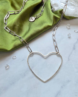 Big Heart Silver Necklace
