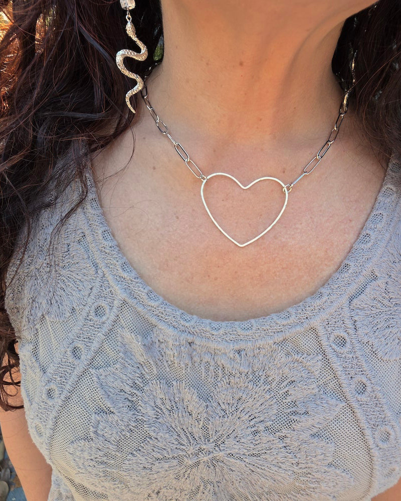 Big Heart Silver Necklace