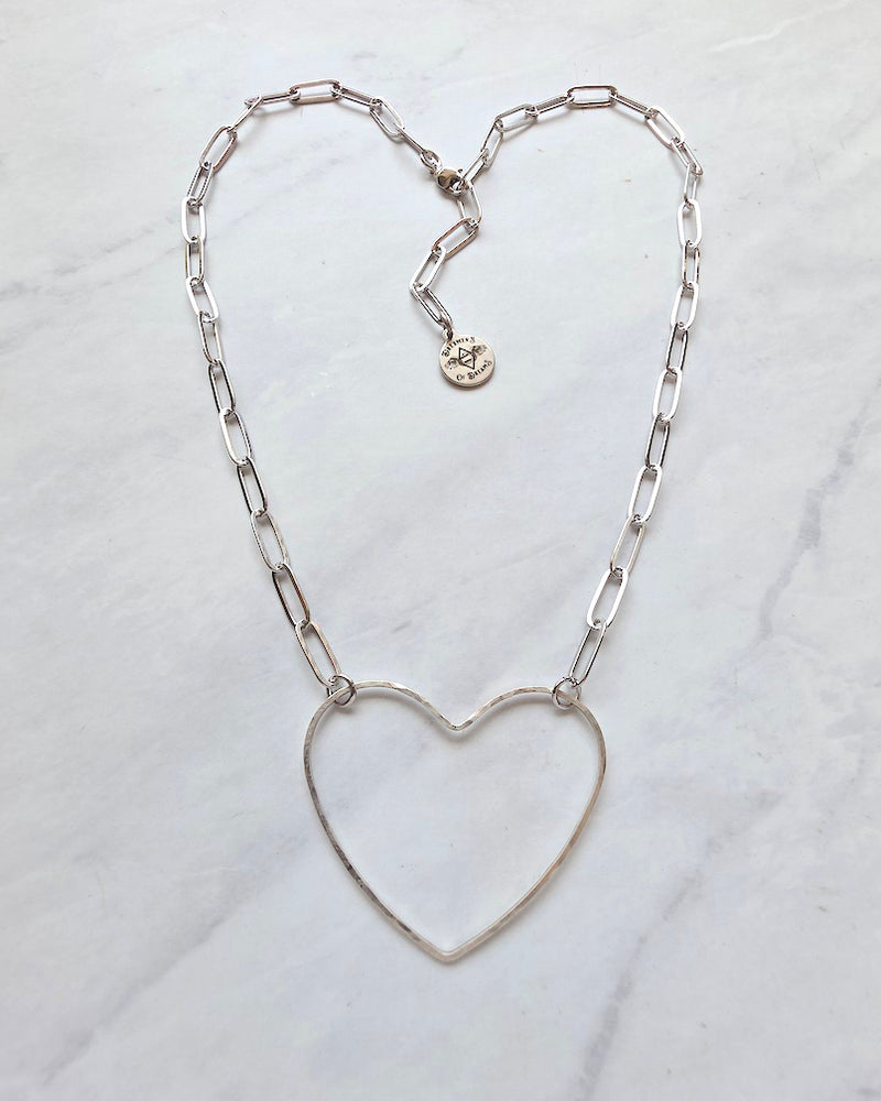 Big Heart Silver Necklace
