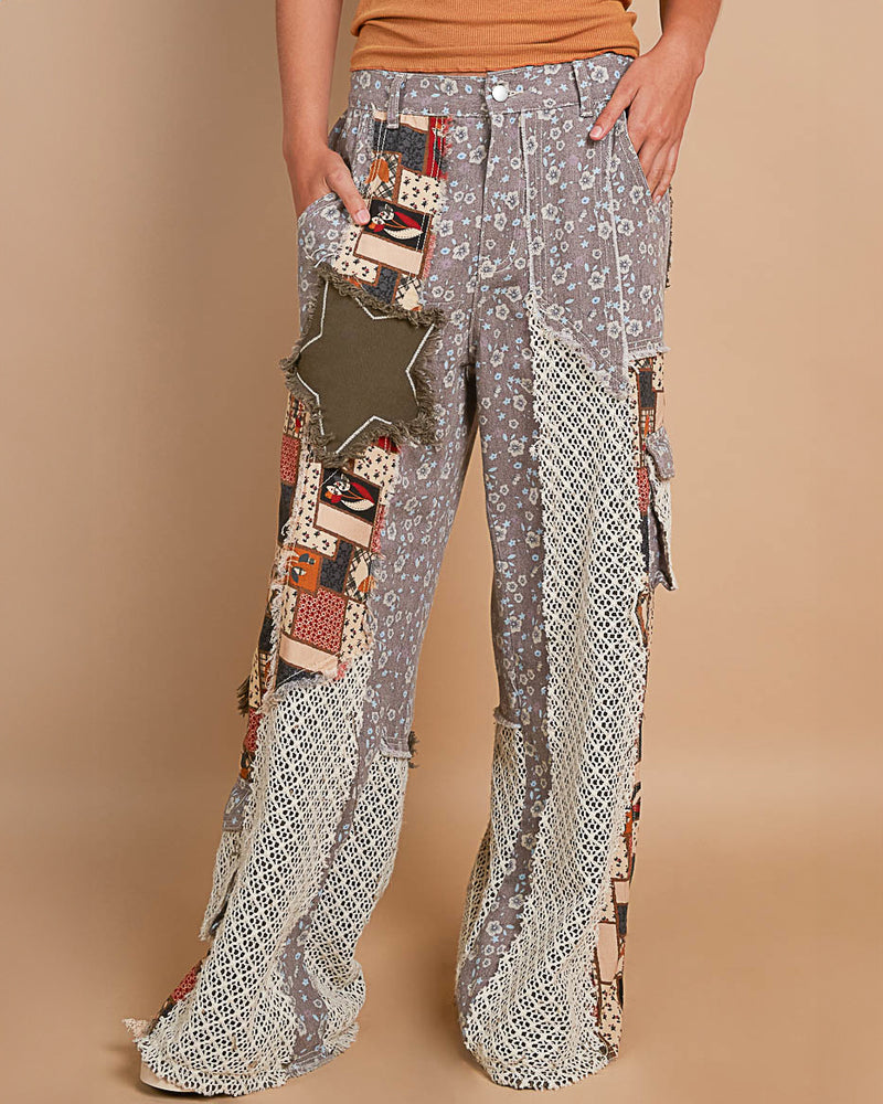 Floral and Patchwork Star Jeans