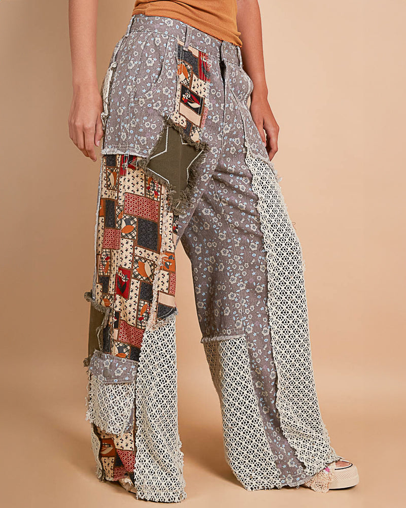 Floral and Patchwork Star Jeans