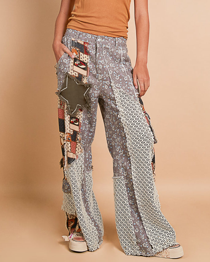 Floral and Patchwork Star Jeans