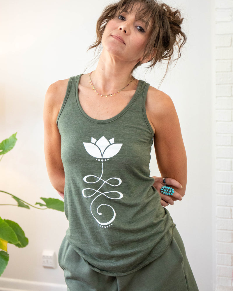 Unalome - Forest Green Racer Tank