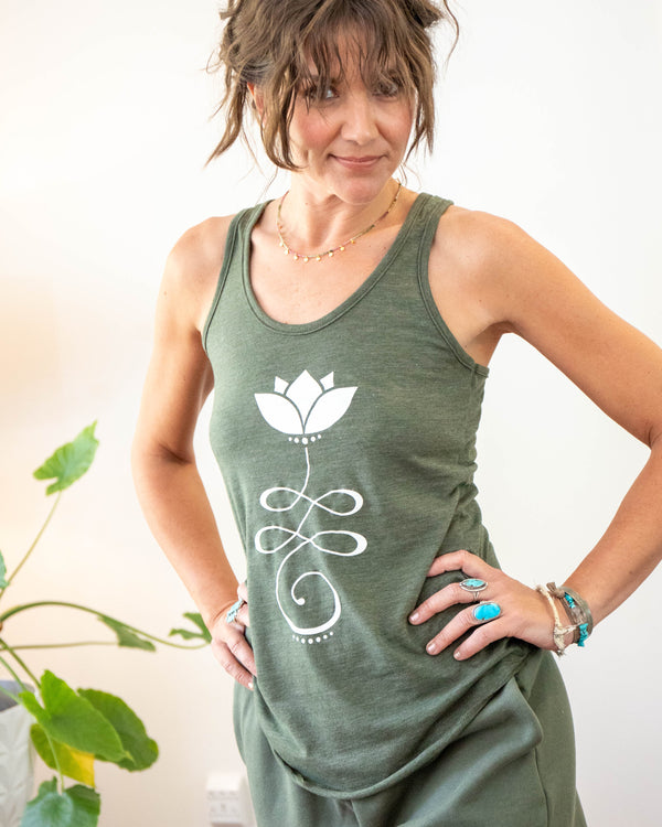 Unalome - Forest Green Racer Tank