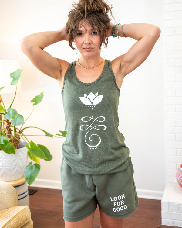 Unalome - Forest Green Racer Tank