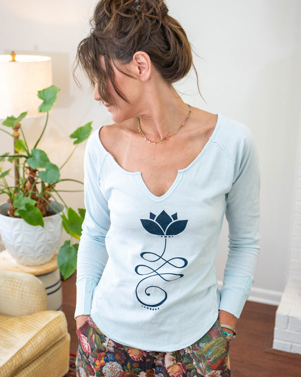 Baby Blue Unalome Cotton V-Neck