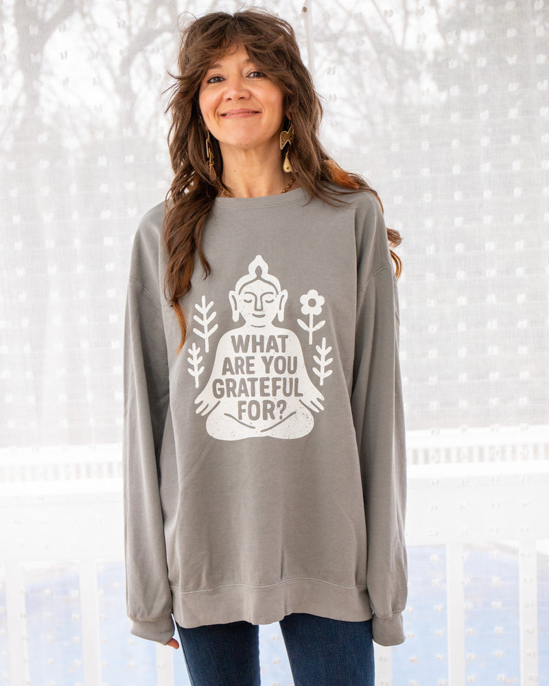 What Are You Grateful For?- Grey Unisex Sweatshirt