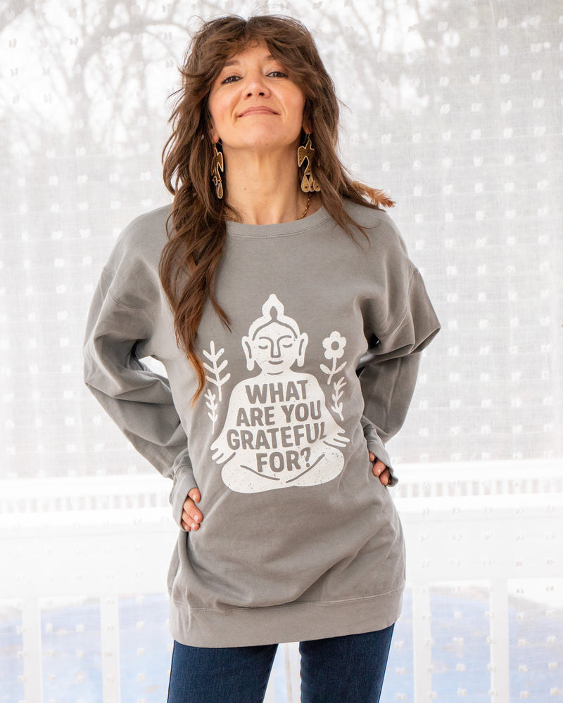 What Are You Grateful For?- Grey Unisex Sweatshirt