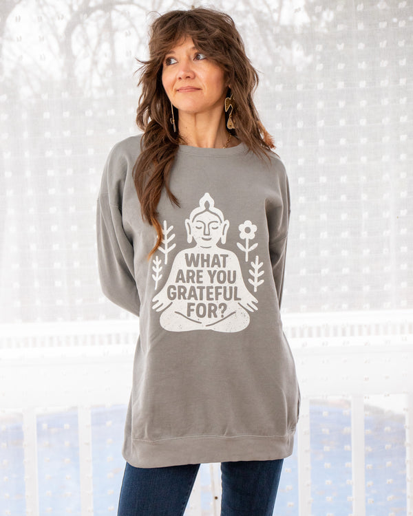 What Are You Grateful For?- Grey Unisex Sweatshirt