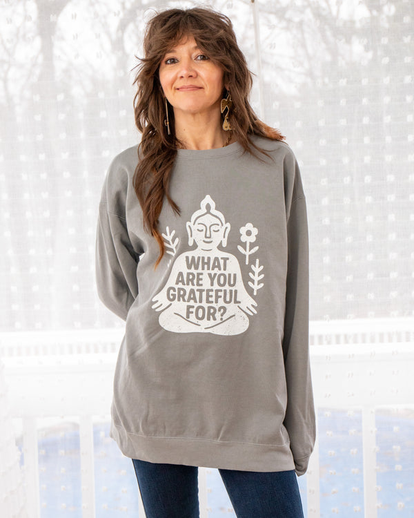 What Are You Grateful For?- Grey Unisex Sweatshirt