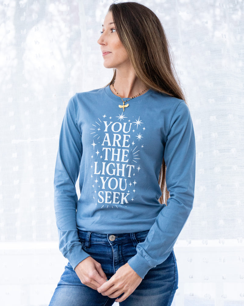 You Are The Light You Seek Steel Blue Long Sleeve Tee