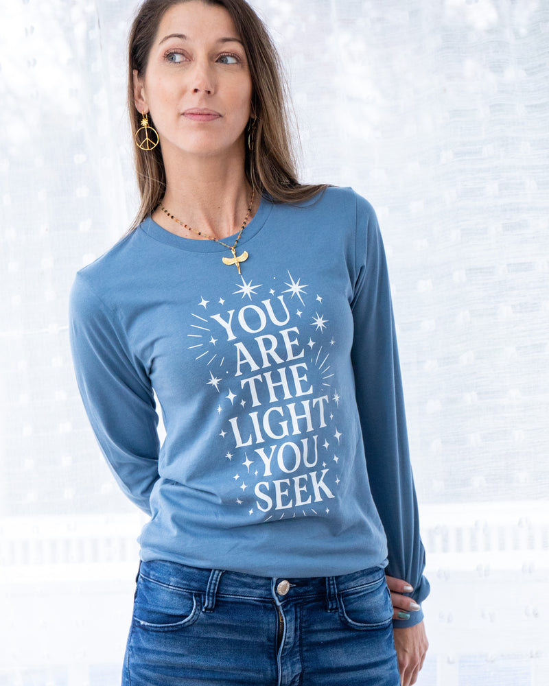 You Are The Light You Seek Steel Blue Long Sleeve Tee