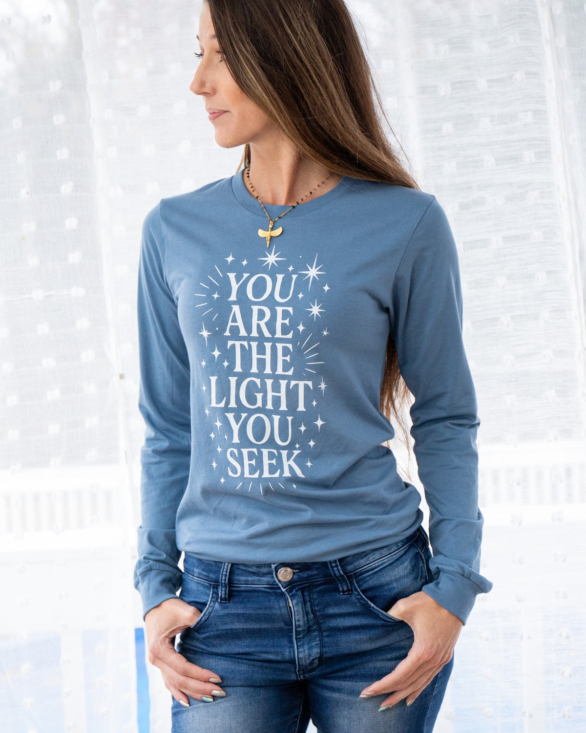 Peace Sign Baby Blue Long Sleeve Tee – SuperLoveTees | Graphic