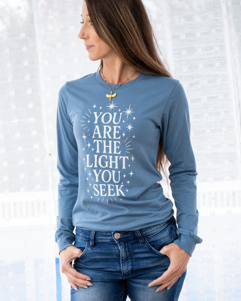 You Are The Light You Seek Steel Blue Long Sleeve Tee