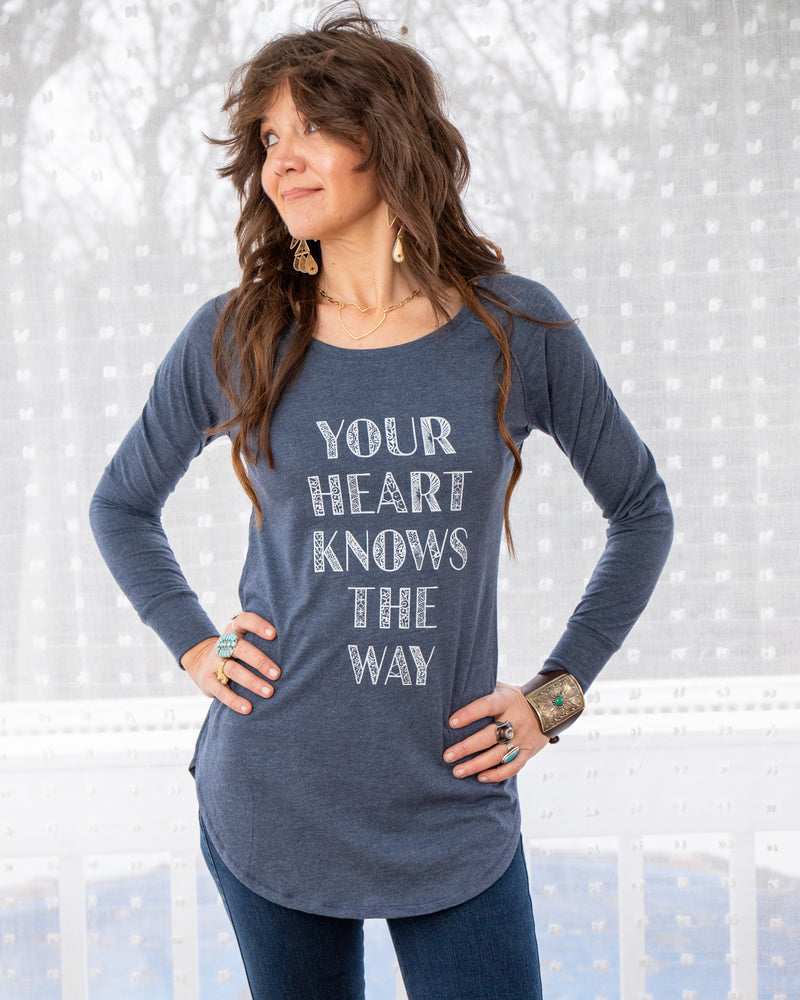 Your Heart Knows The Way Navy Long Sleeve Tee