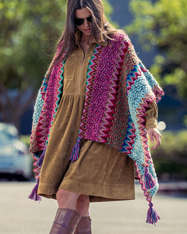 Chunky Knit Open Poncho
