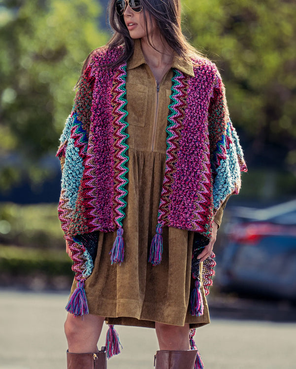 Chunky Knit Open Poncho