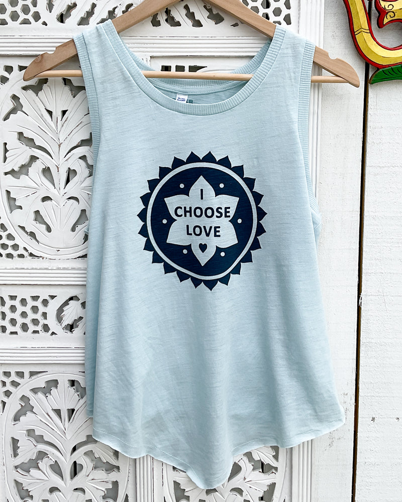 I Choose Love - Blue Knotted Tank