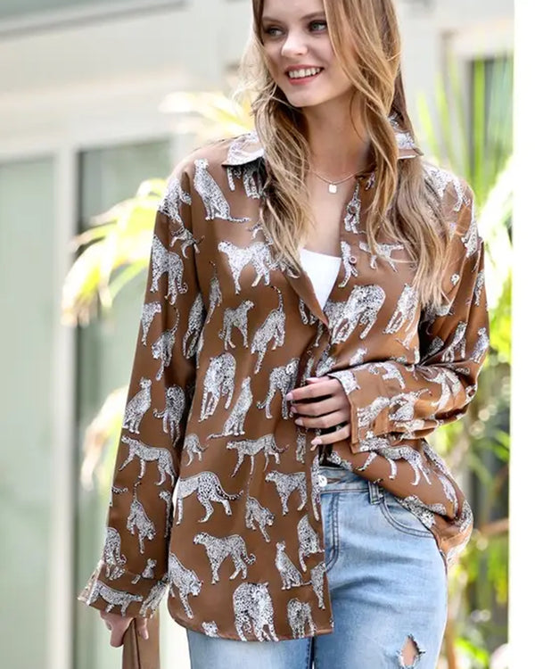 Chocolate Cheetah Blouse