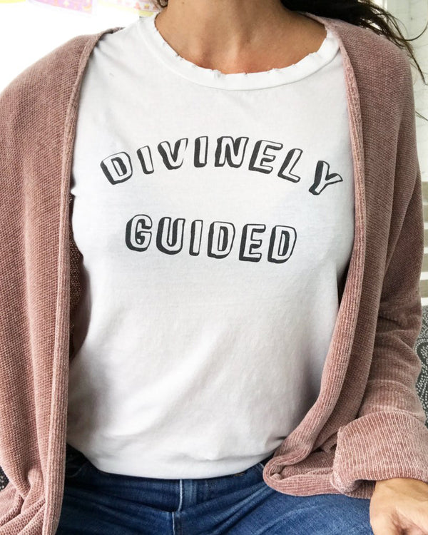 Divinely Guided -  Antique White 100% Cotton Crew