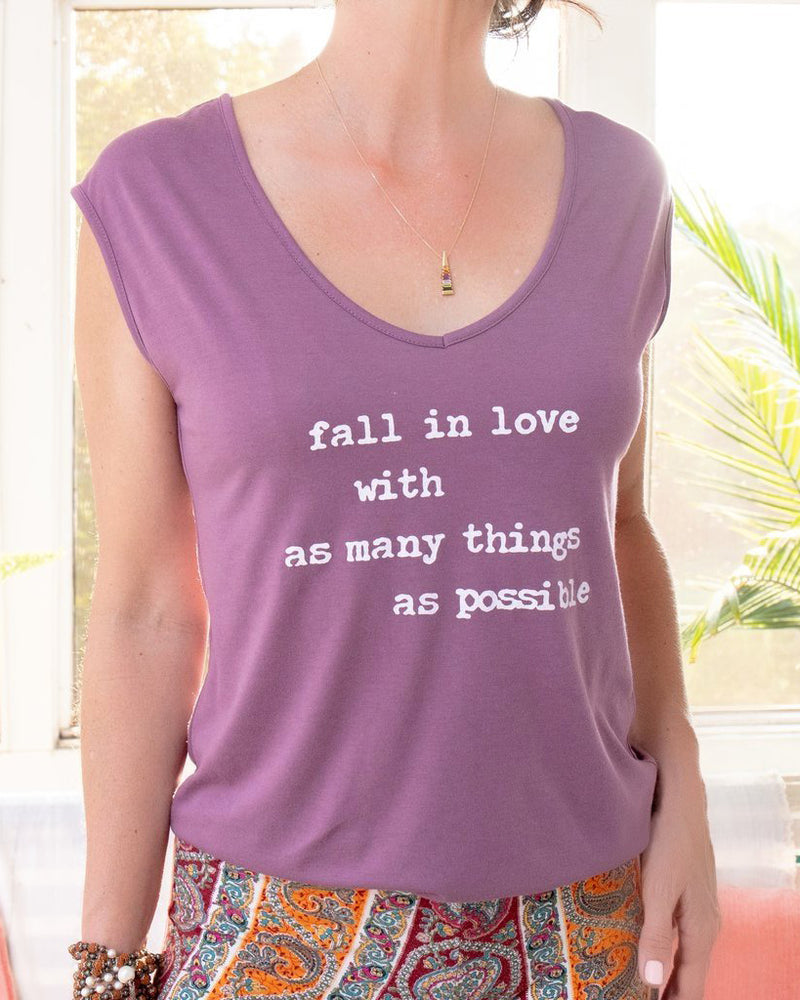 Fall in Love w/ as Many Things as Possible  - Purple V Neck