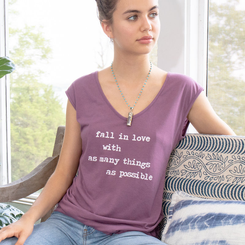 Fall in Love w/ as Many Things as Possible  - Purple V Neck