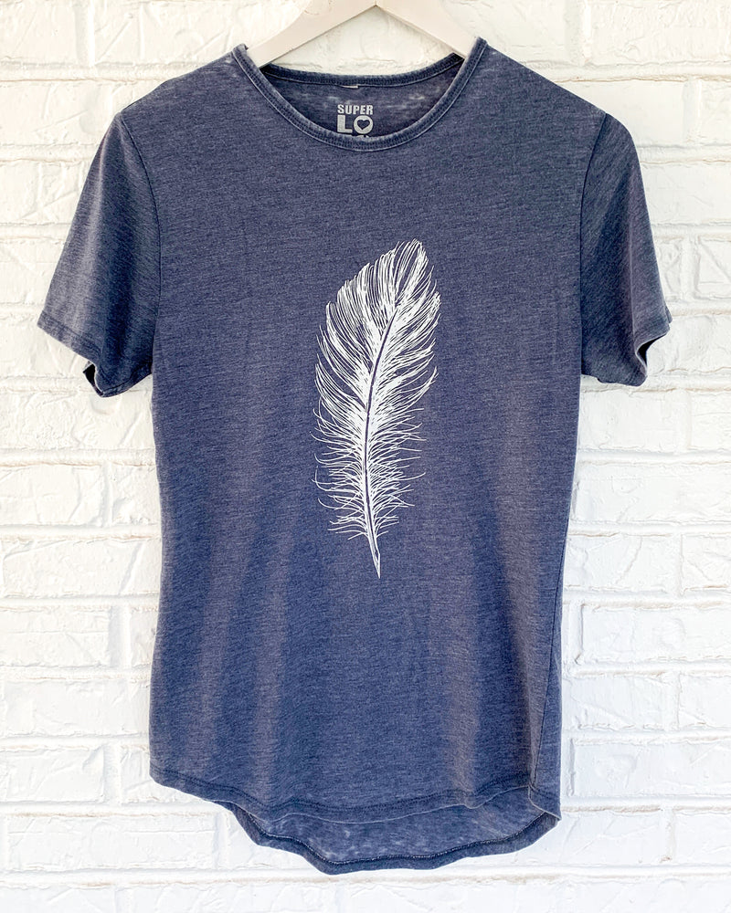White Feather - Ocean Blue Burnout Tee