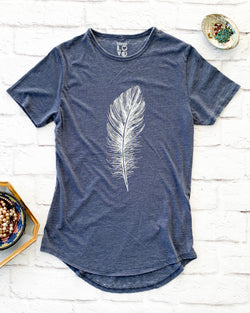 White Feather - Ocean Blue Burnout Tee