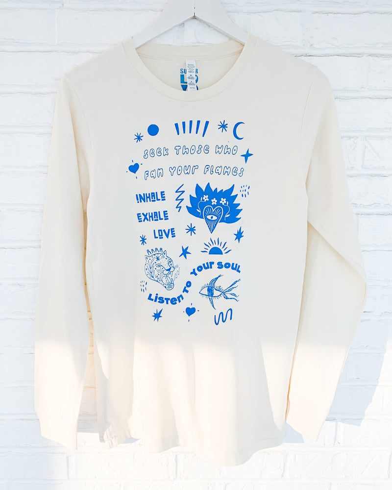 Love Collage - Natural Cotton Long Sleeve