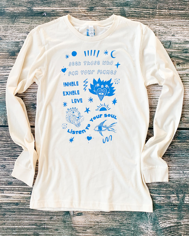 Love Collage - Natural Cotton Long Sleeve