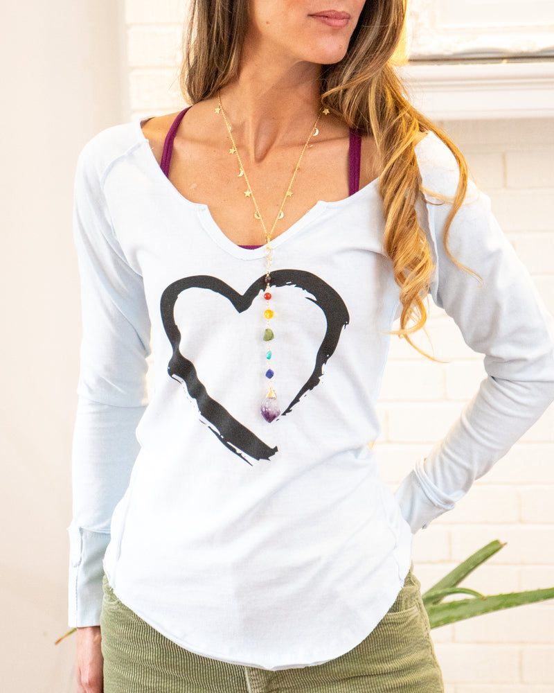 Women's Round Neck Long Sleeve Printed Heart Sweatshirt Top Womens for  Layering (Black, XXL)