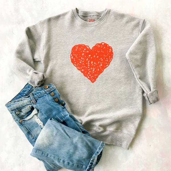 Heart Heather Grey Unisex Sweatshirt M Unisex by SuperLoveTees