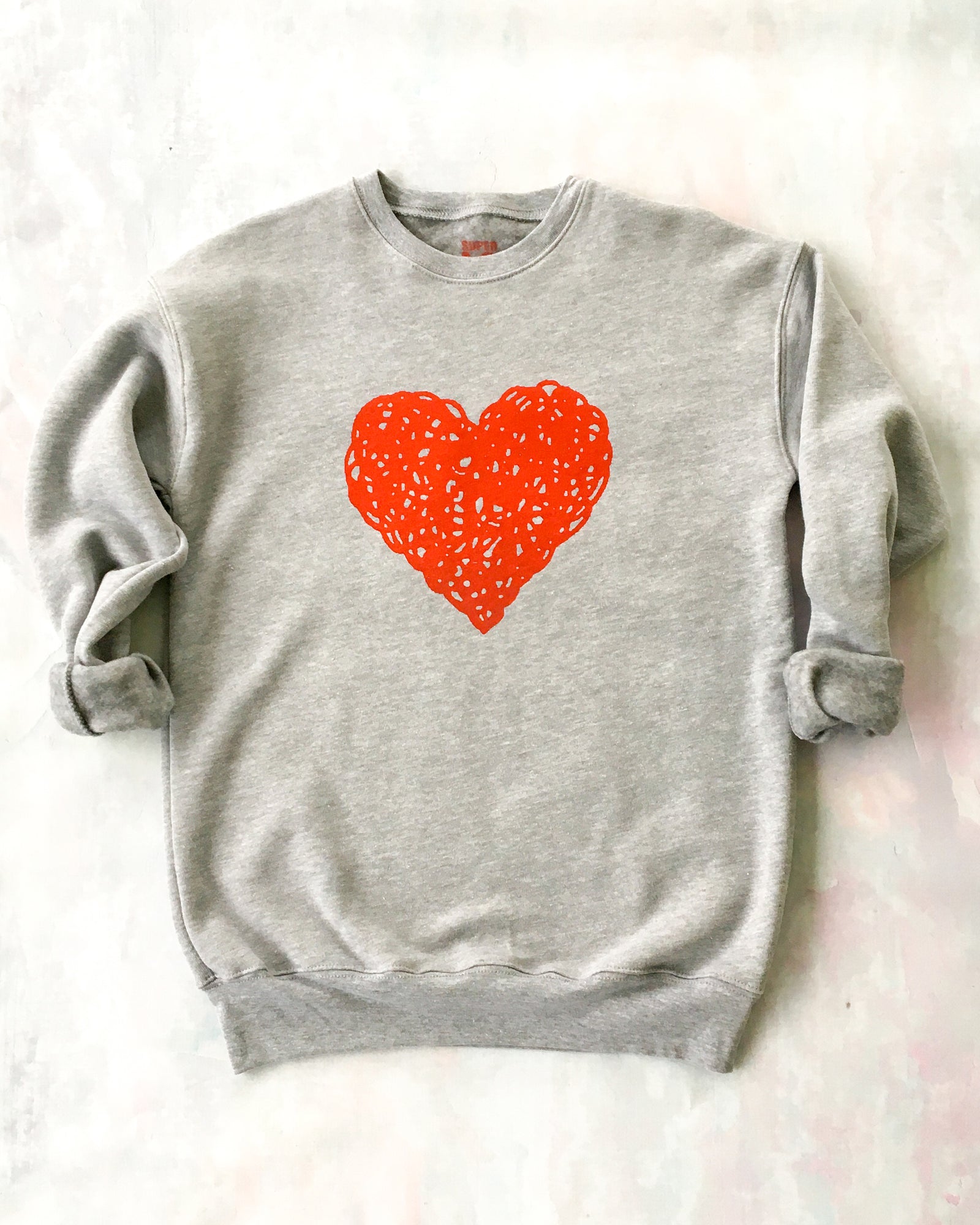 Handmade LOVE Red store Ash Grey Lace Up Sweatshirt Lightly Distressed