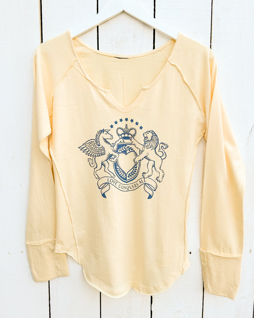 Love Conquers All - Buttercup Cotton V-Neck