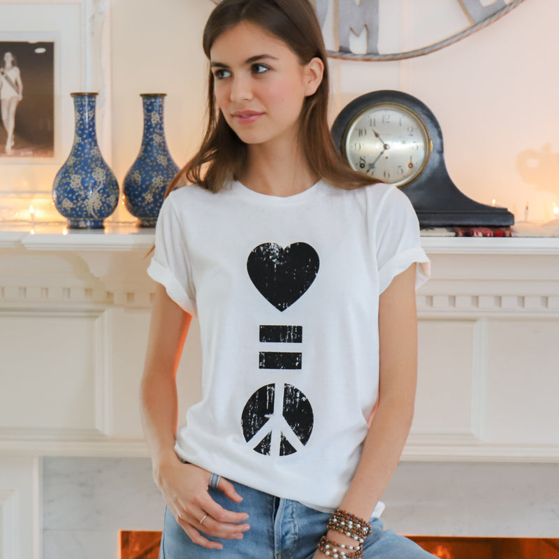Love Is Peace - Burnout White Unisex Tee