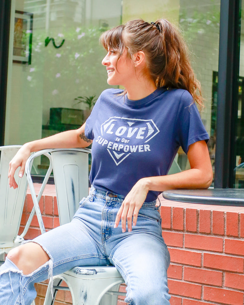 Love Is Our Super Power - Navy Blue Soft Unisex Tee