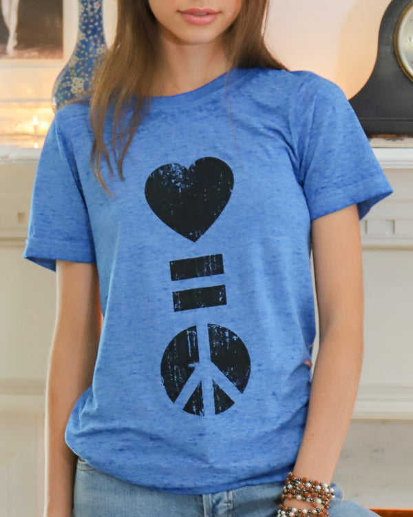 Love = Peace - Burnout Blue Unisex Tee