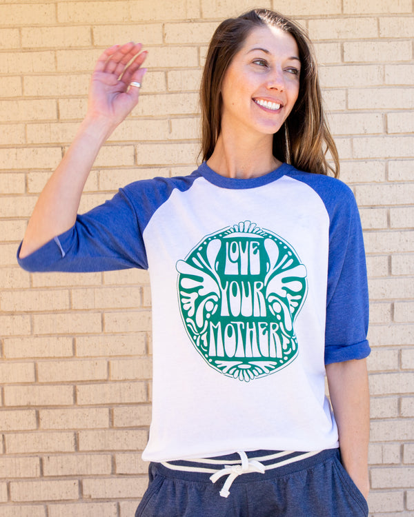 Love Your Mother - Royal and White Unisex Baseball Tee