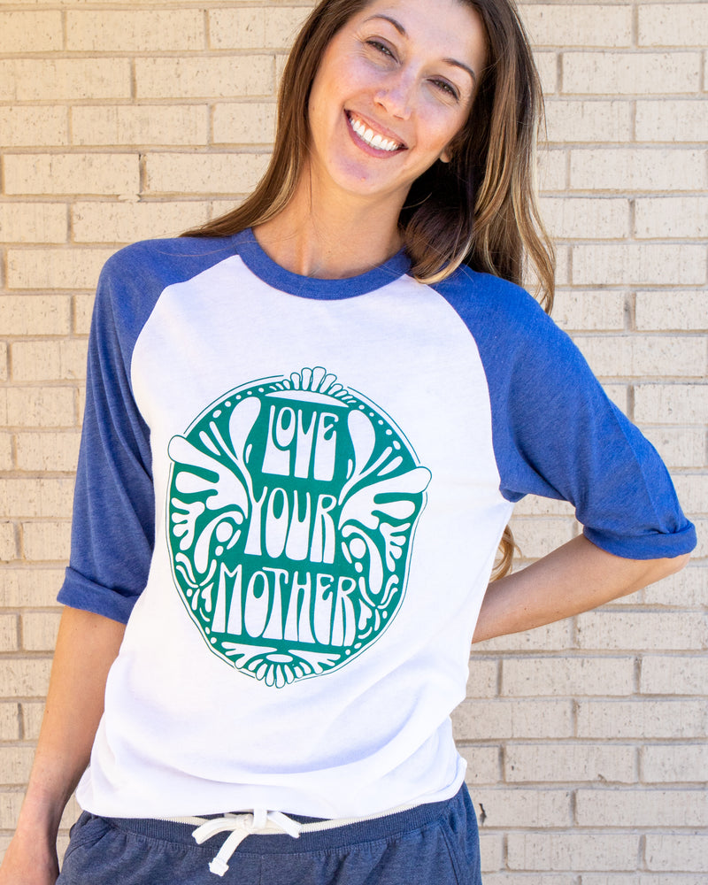 Love Your Mother - Royal and White Unisex Baseball Tee