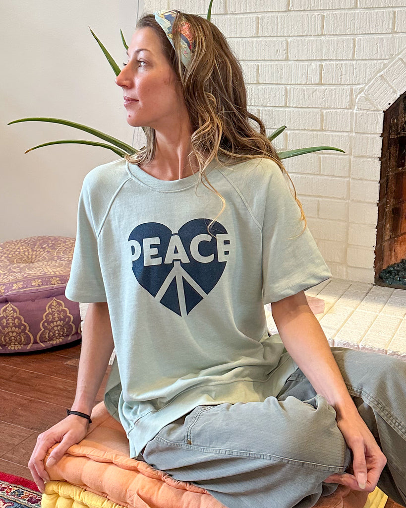 Peace Heart Sage Short Sleeve Sweatshirt - Main Image