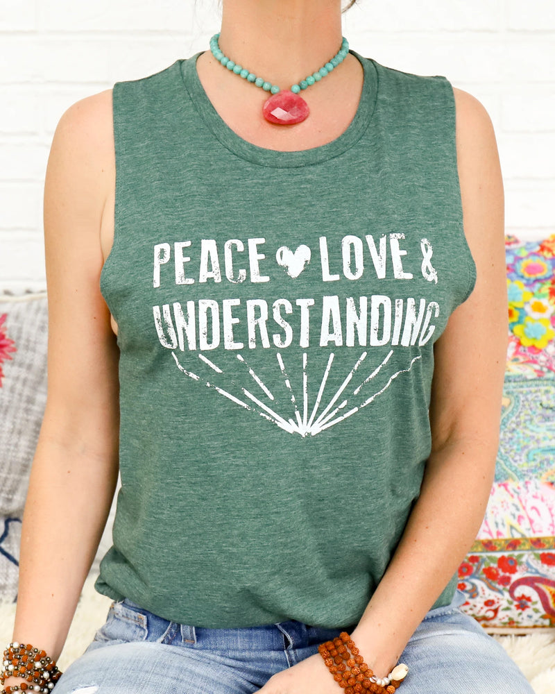Peace, Love & Understanding - Heather Jade Muscle Tee – SuperLoveTees ...
