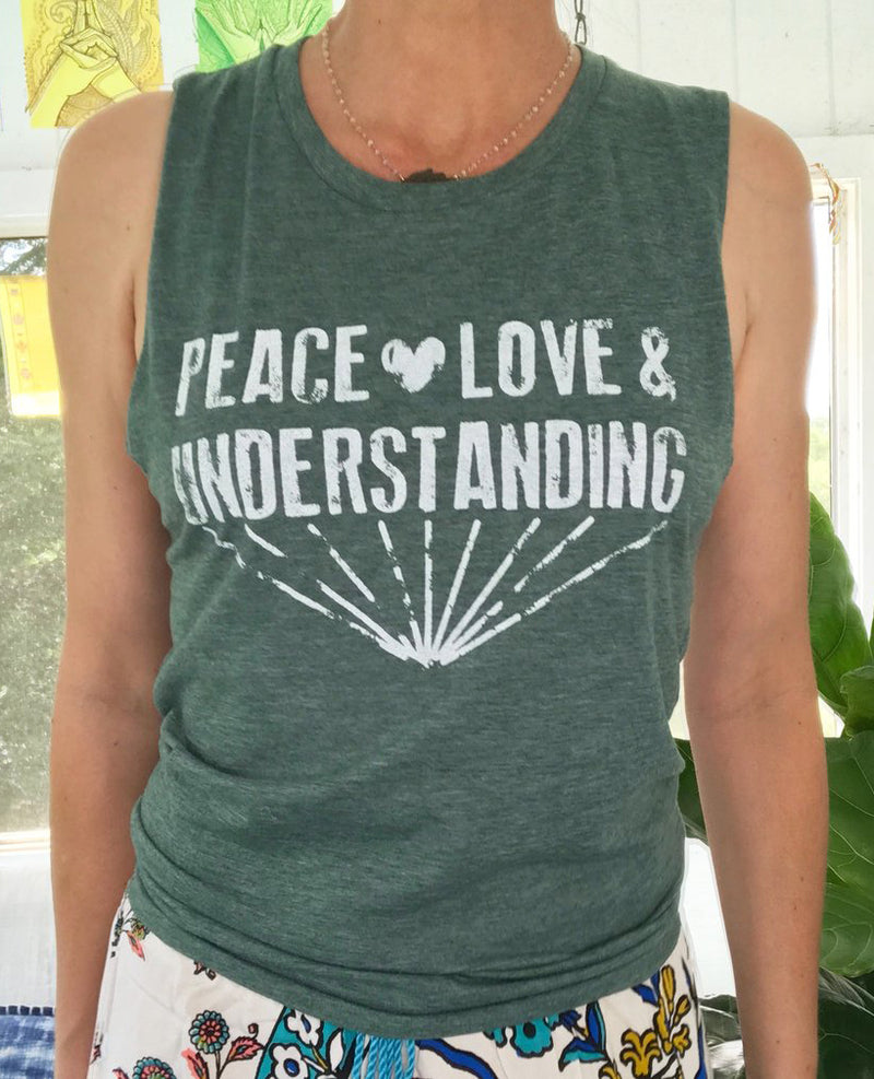 Peace, Love & Understanding - Heather Jade Muscle Tee