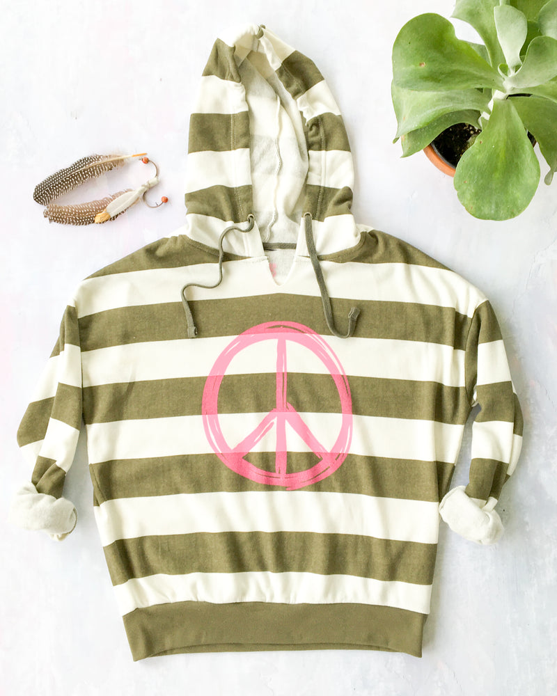 PEACE - Striped Super Soft  Hoodie