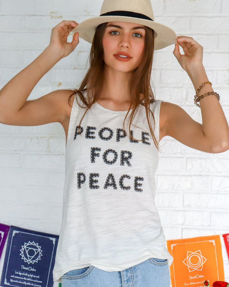 People For Peace - Ivory Burnout Muscle Tee