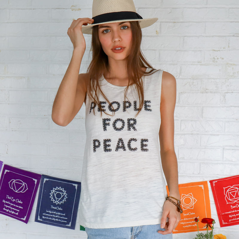People For Peace - Ivory Burnout Muscle Tee