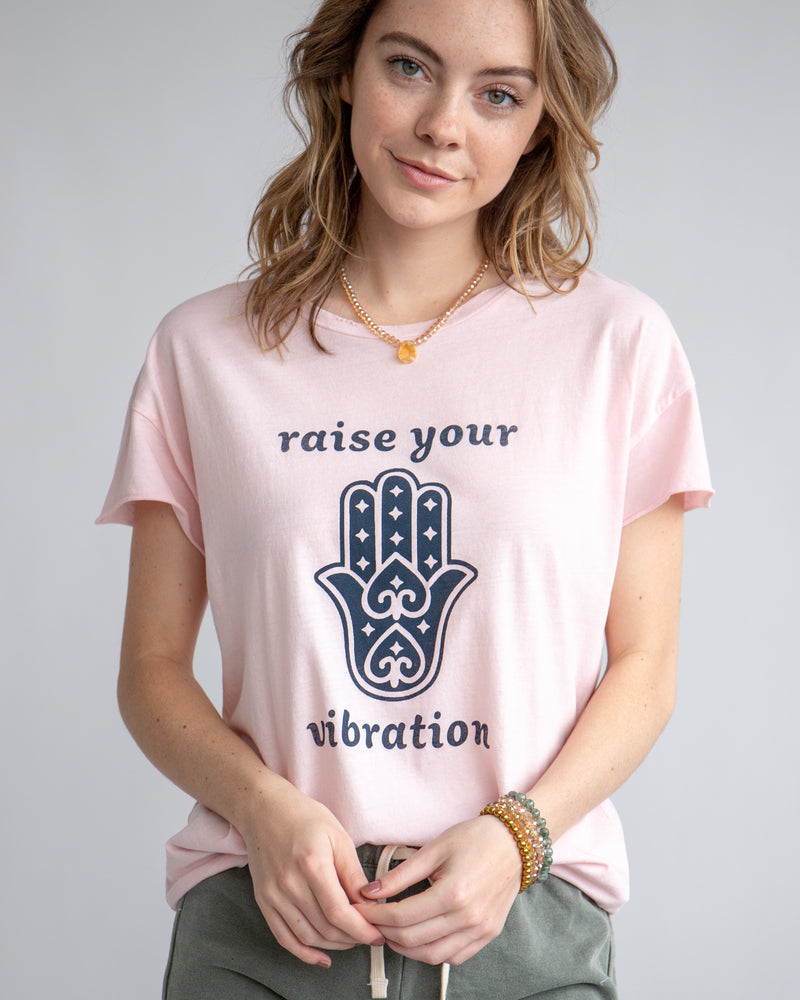 Raise Your Vibration - Light Pink Cotton Tee